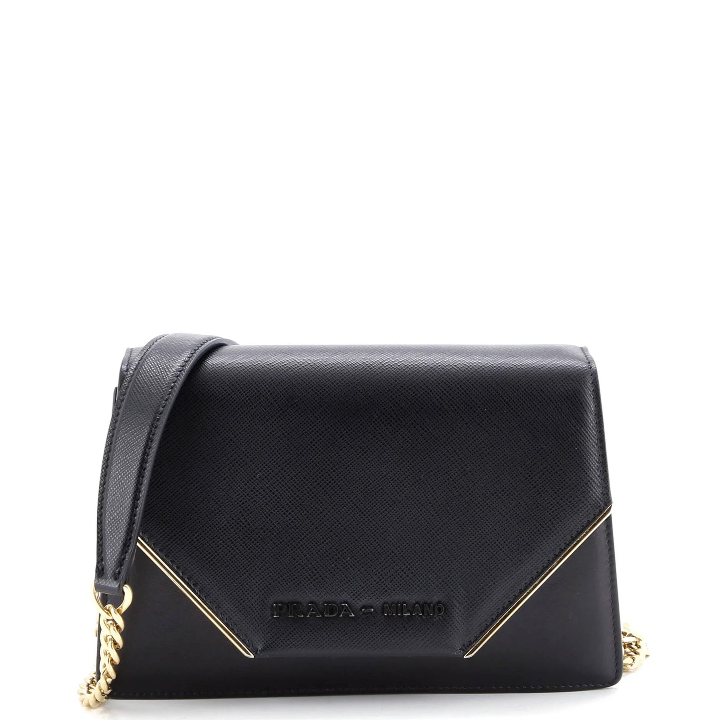Prada Convertible Flap Clutch With Chain City Calf And Saffiano