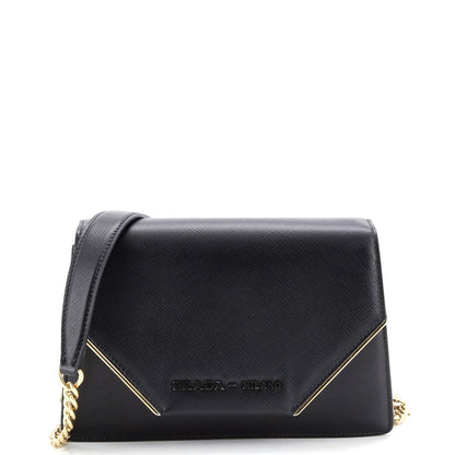 Prada Convertible Flap Clutch With Chain City Calf And Saffiano