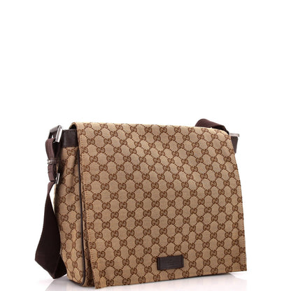 Gucci Flap Messenger Bag Gg Canvas Large