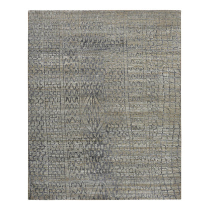 8'X10'1" Spanish Gray Berber Influence Tone On Tone Silk Hand Knotted Rug