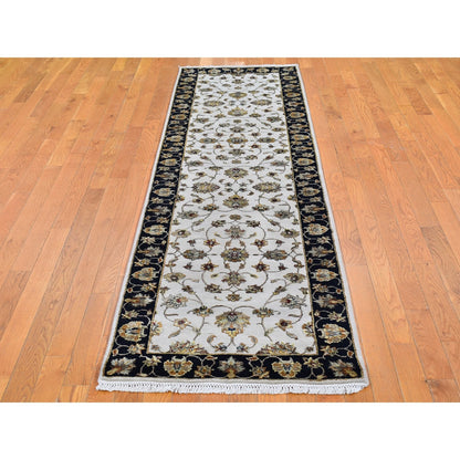 2'7"X9'10" Rajasthan Half Wool And Half Silk Thick And Plush Runner Rug