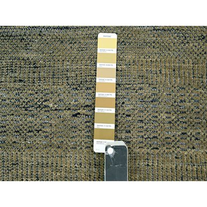 2'6"X8' Black & Brown Oxidized Grass Design Wool Hand Knotted Runner Rug