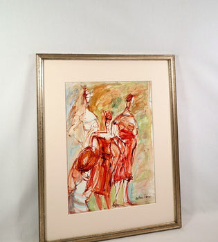 Catherine Poirie Original Acrylic Gouache On Paper Signed 1987 Expressionist