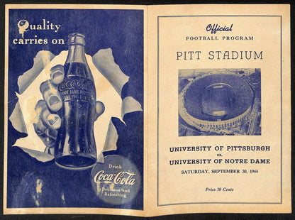 1944 Pitt Vs Notre Dame Rare Vintage College