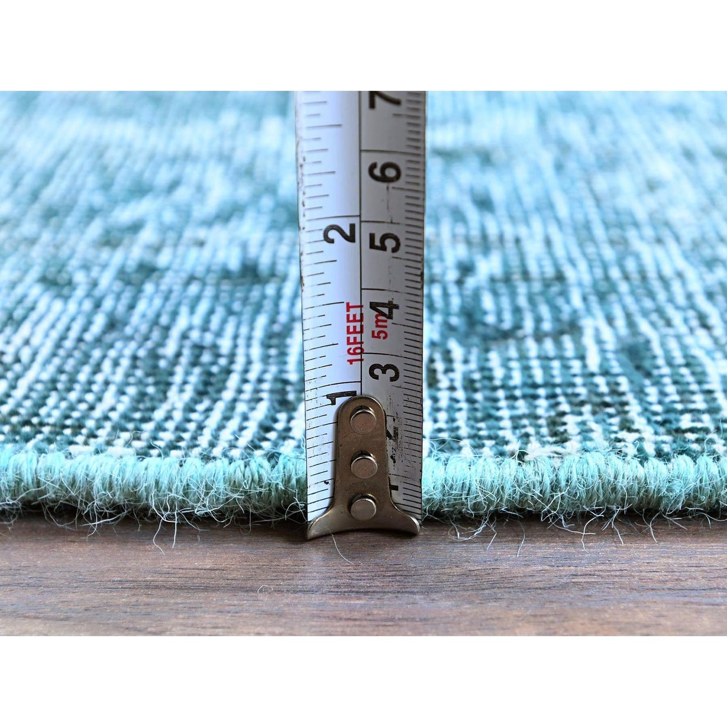 2'7"X7'9" Green Overdyed Vintage Zoroastrian Hand Knotted Wool Runner Rug