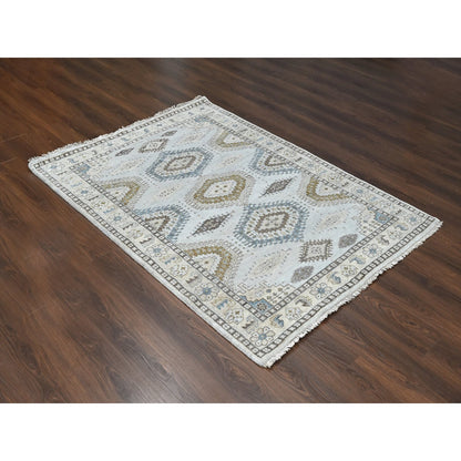 5'1"X6'10" Gray Zoroastrian Village Inspired Pure Wool Hand Knotted Rug