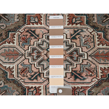 8'7"X12'3" Blush Red Vintage Zoroastrian Heris Pure Wool Hand Knotted Rug