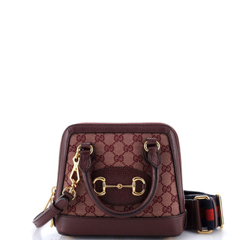 Gucci Horsebit 1955 Top Handle Bag Gg Canvas With Leather Mini