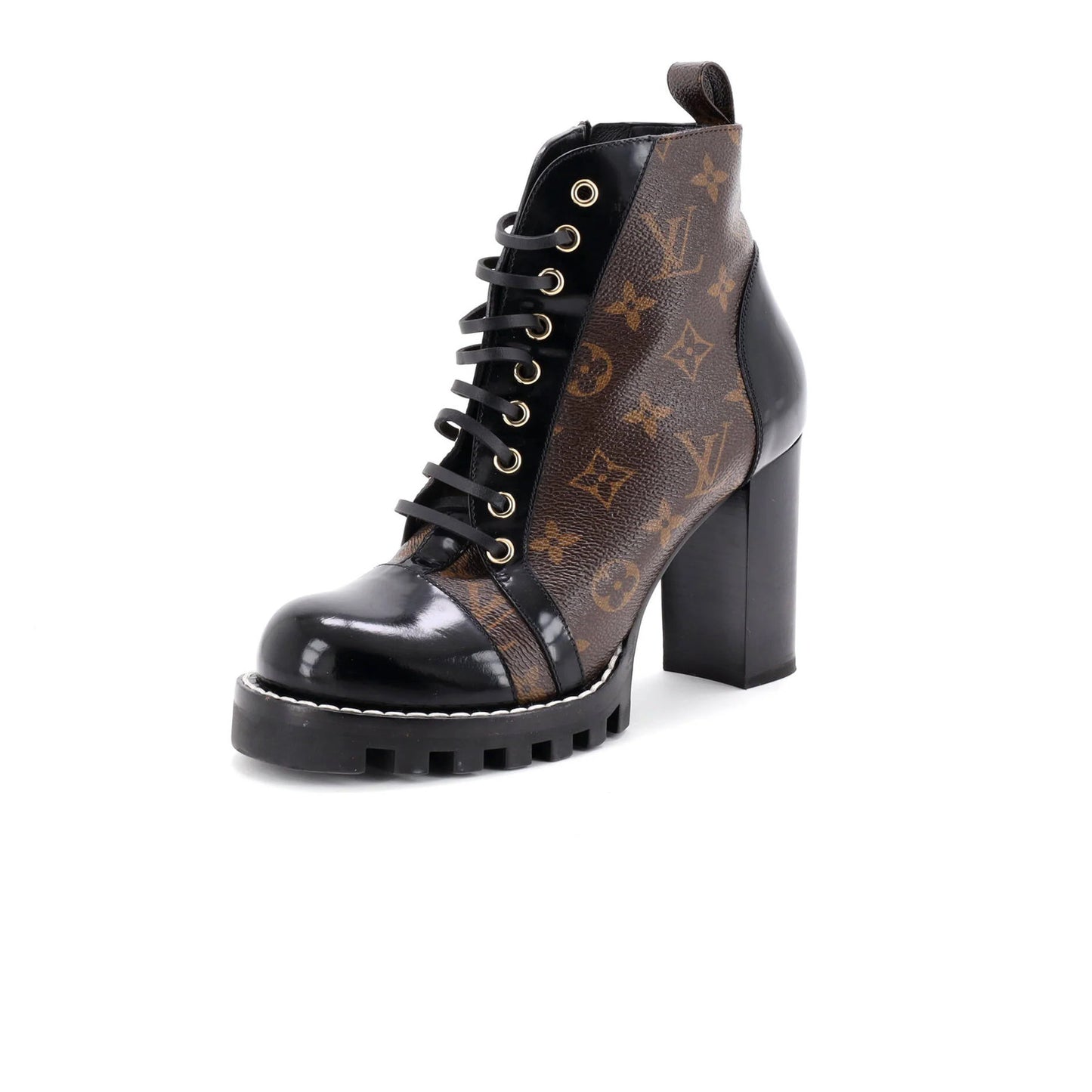 Louis Vuitton Women'S Star Trail Ankle Boots Monogram Canvas With Patent