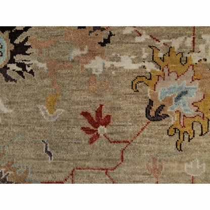 2'1"X3'2" Brown Broken Pattern Oushak Design Wool Hand Knotted Mat Rug