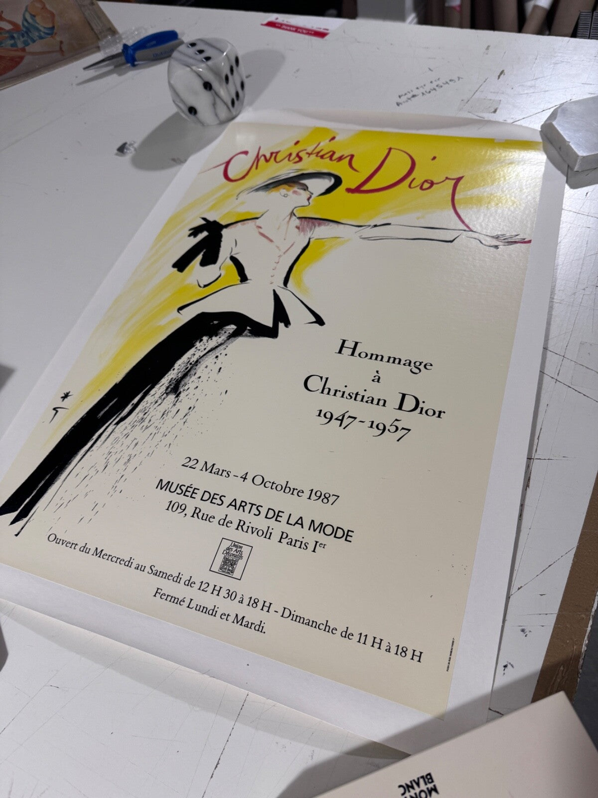 Hommage A Christian Dior Authentic Original Poster 1987 By Rene Gruau 16X24