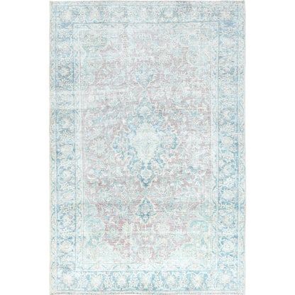 8'1"X12' Red Distressed Vintage Farsian Karman Wool Hand Knotted Rug