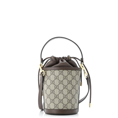 Gucci Ophidia Top Handle Bucket Bag Gg Coated Canvas With Leather Mini