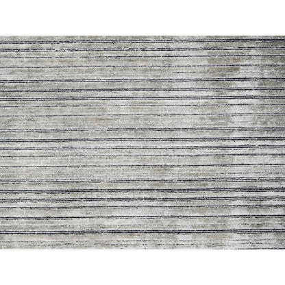 9'1"X12'1" Taupe Wool And Silk Hand Loomed Modern Design Oriental Rug