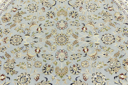 Hand-Knotted Traditional Indo-Nain Floral Round
