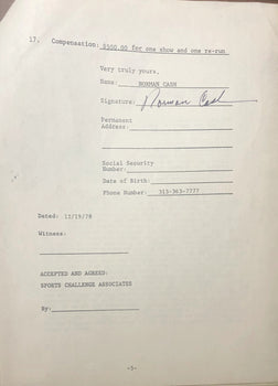 Norm Cash Autographed Contract (Jsa)