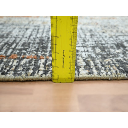 4'1"X6'3" Gray With Rust Hand Knotted Abstract Galaxy Design All Wool Rug