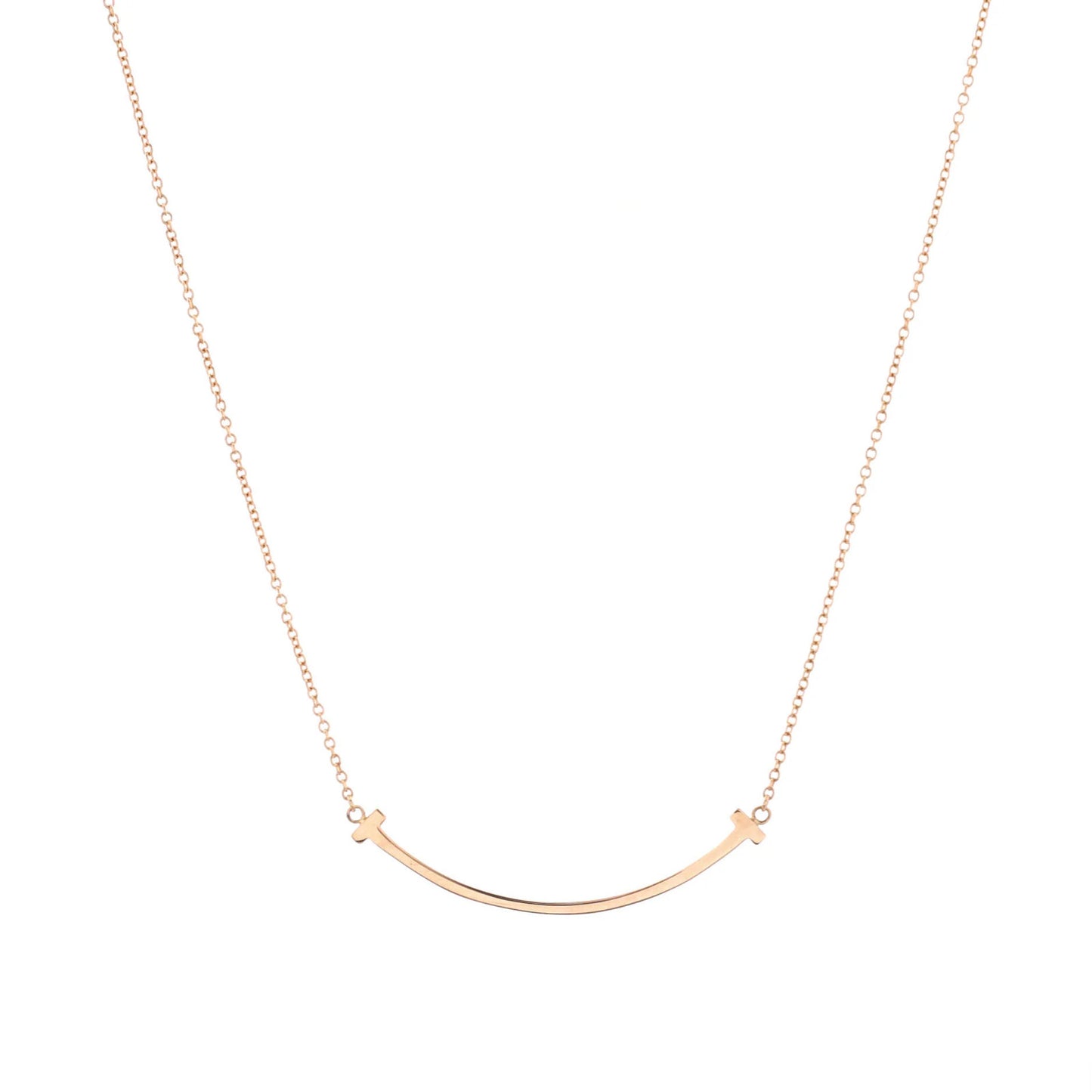 Tiffany & Co. T Smile Pendant Necklace 18K Rose Gold Small