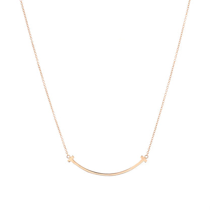 Tiffany & Co. T Smile Pendant Necklace 18K Rose Gold Small