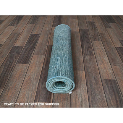 2'3"X6'1" Blue Overdyed Vintage Zoroastrian Hand Knotted Wool Runner Rug