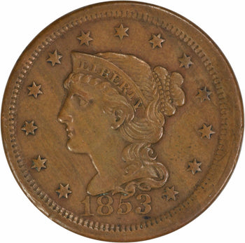 1853 Large Cent AU Uncertified #230