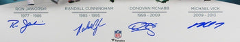 Eagles 4 Qb'S Cunningham Jaws Mcnabb Vick Signed 16X20 Photo Framed Jsa 164302