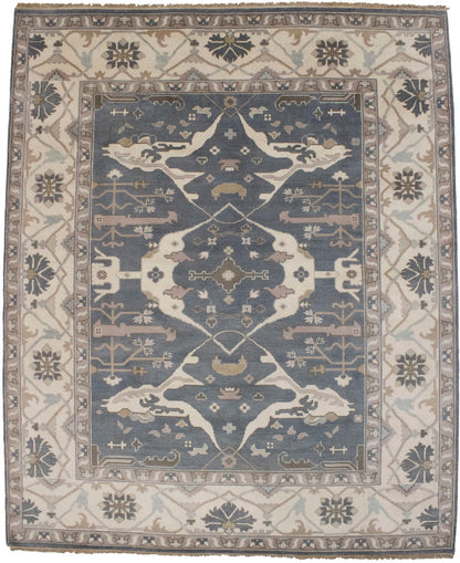 Handmade Oushak Oriental Rug Floral Design Pastel