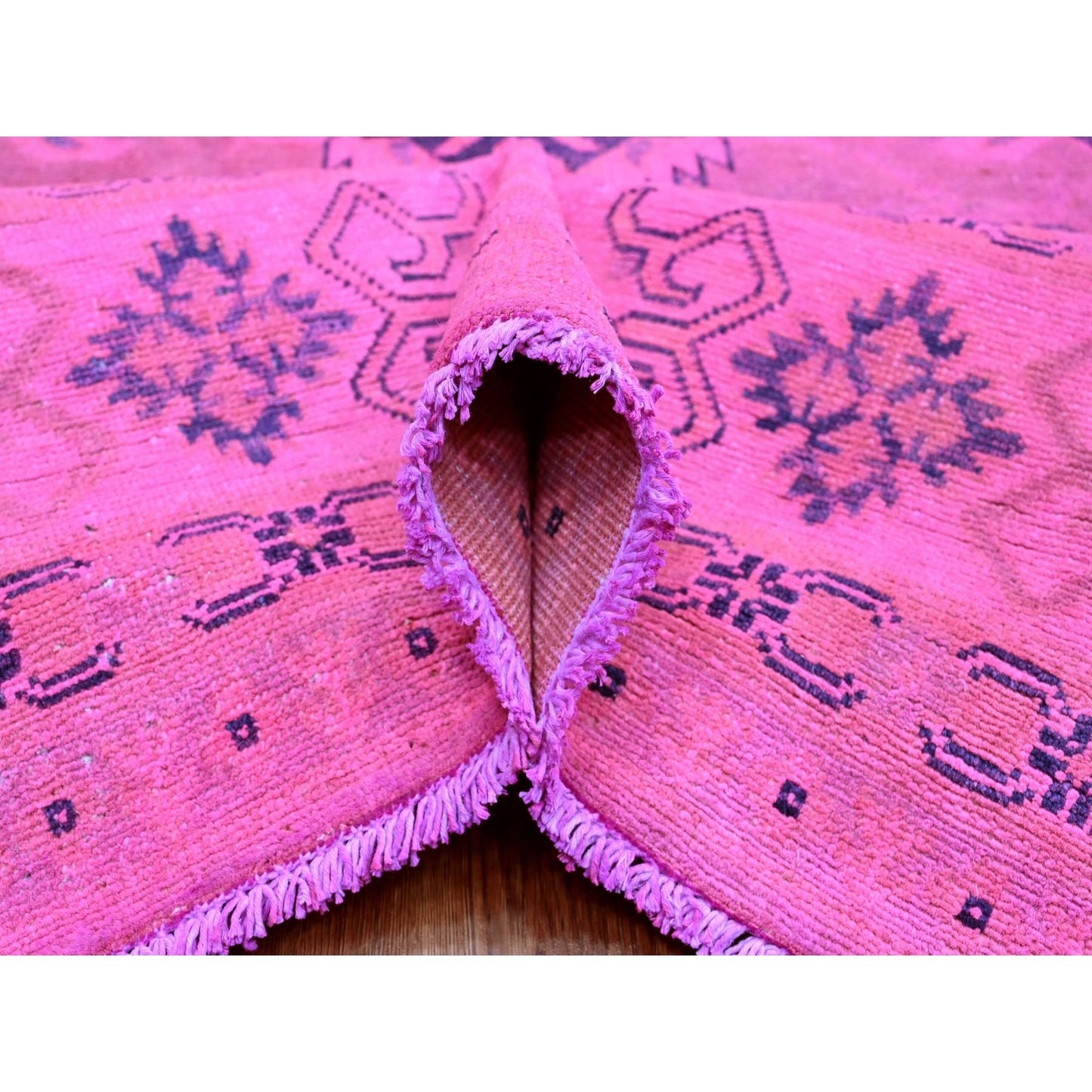 7'10"X9'7" Pink Overdyed Kazak Medallions Design Wool Hand Knotted Rug