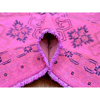 7'10"X9'7" Pink Overdyed Kazak Medallions Design Wool Hand Knotted Rug