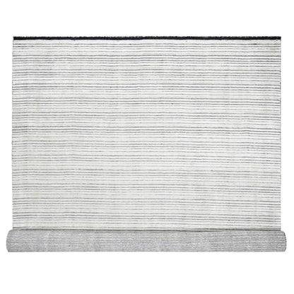 12'1"X15'1" Ivory Modern Design Wool & Silk Hand Loomed Oversized Rug