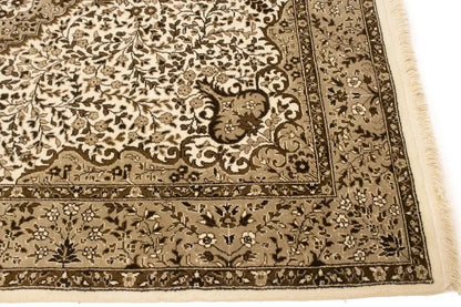 6X8 Hand-Knotted Extra Fine Kirman Oriental Rug Cream Floral Studio Carpet