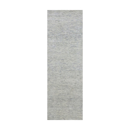2'6"X8'1" Mindful Gray Undyed Wool Hand Knotted Grass Design Runner Rug