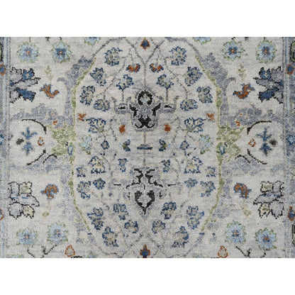 3'X4'10" Platinum Gray Denser Weave Oushak Natural Wool Hand Knotted Rug