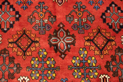 Rug handmade vintage wool oriental carpet 8x12 geometric tribal farmhouse