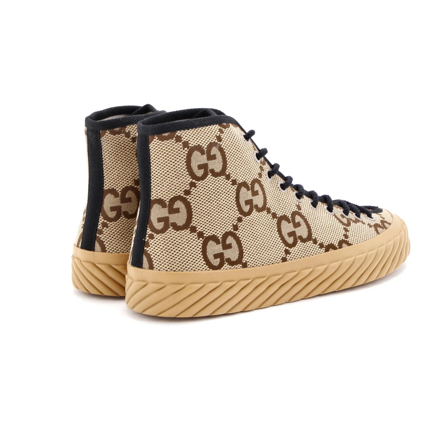 Gucci Men'S Tortuga High Top Sneakers Jumbo Gg Canvas