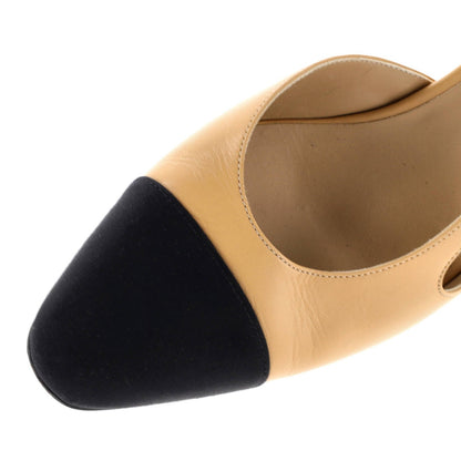 Chanel Womens Cap Toe Slingback Pumps Leather