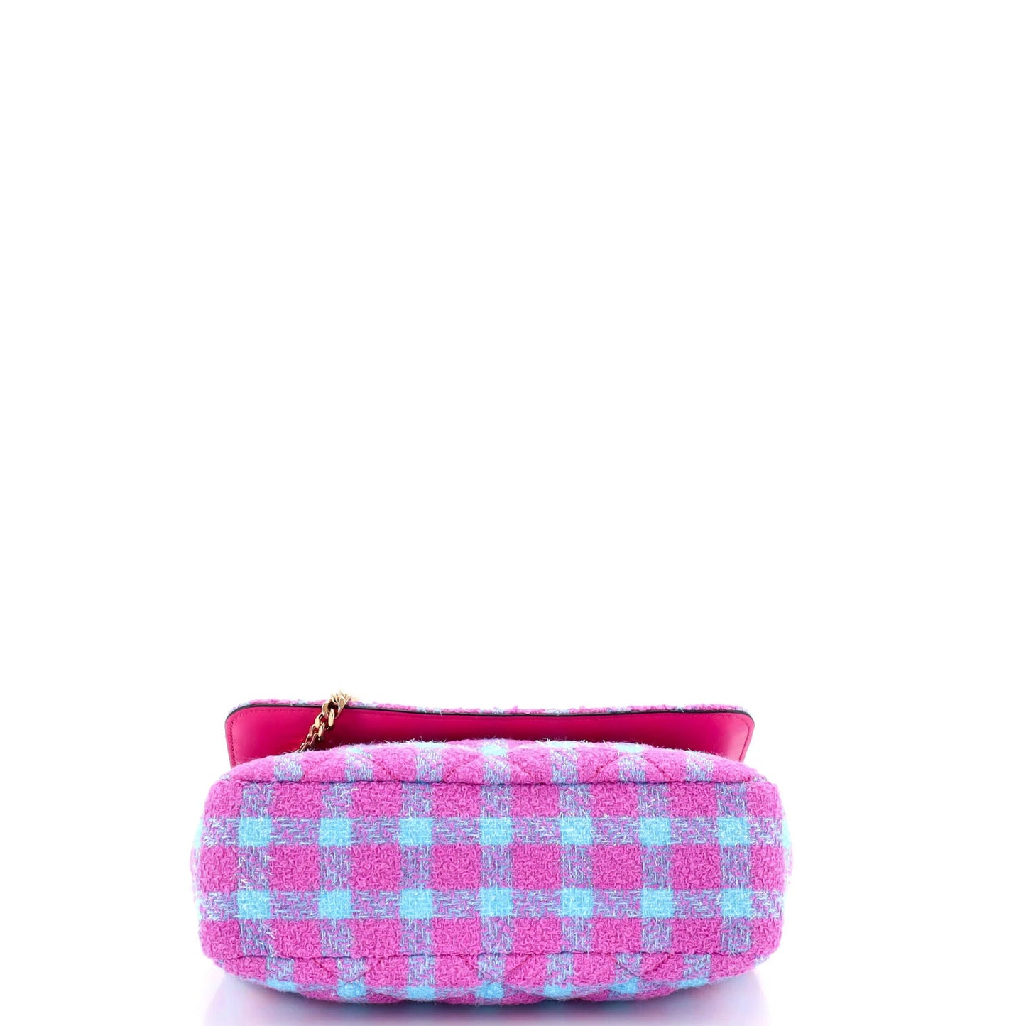 Versace Medusa Icon Chain Flap Bag Quilted Tweed East West