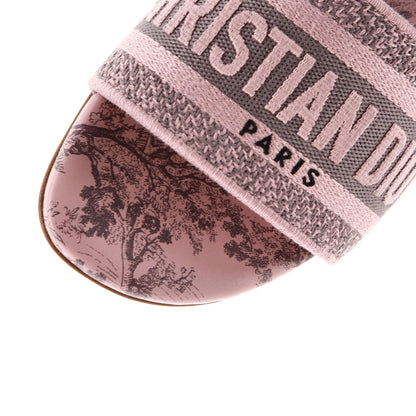 Christian Dior Women'S Dway Flat Sandals Embroidered Canvas