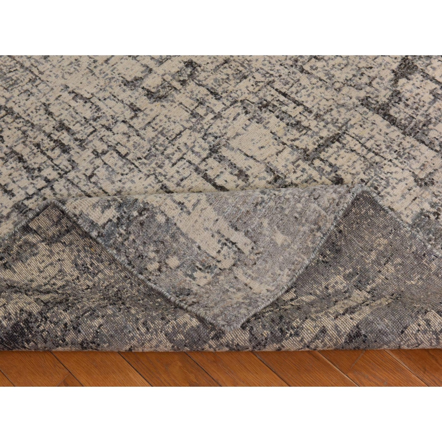 6'X9' Oyster Gray Fossil Design All Wool Hand Knotted Modern Oriental Rug