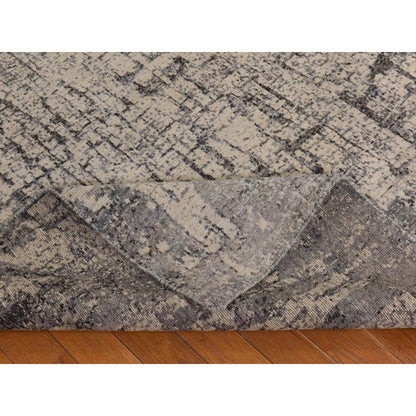 6'X9' Oyster Gray Fossil Design All Wool Hand Knotted Modern Oriental Rug