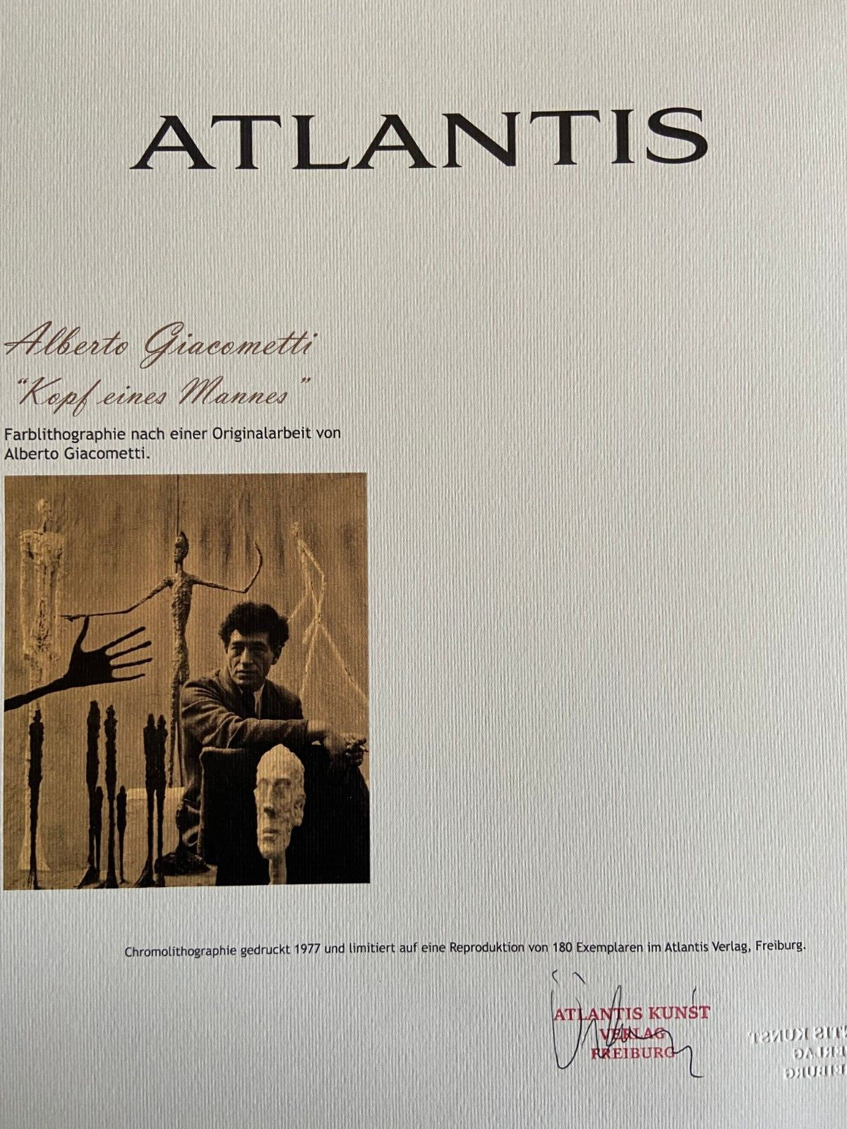 Alberto Giacometti Lithograph Coa Numbered Stamped