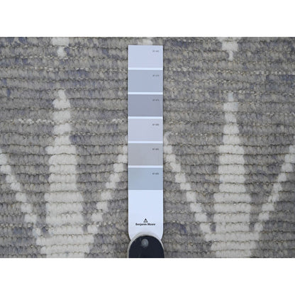 9'1"X12'4" Gray Moroccan Weave Geometric Pattern Hand Knotted Wool Rug