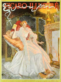 Original Vintage Poster Au Coin Du Feu By Doucet For Figaro Illustre 1898