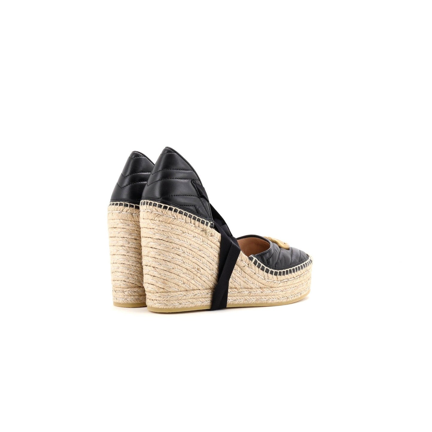 Gucci Women'S Gg Marmont Wedge Espadrilles Matelasse Leather