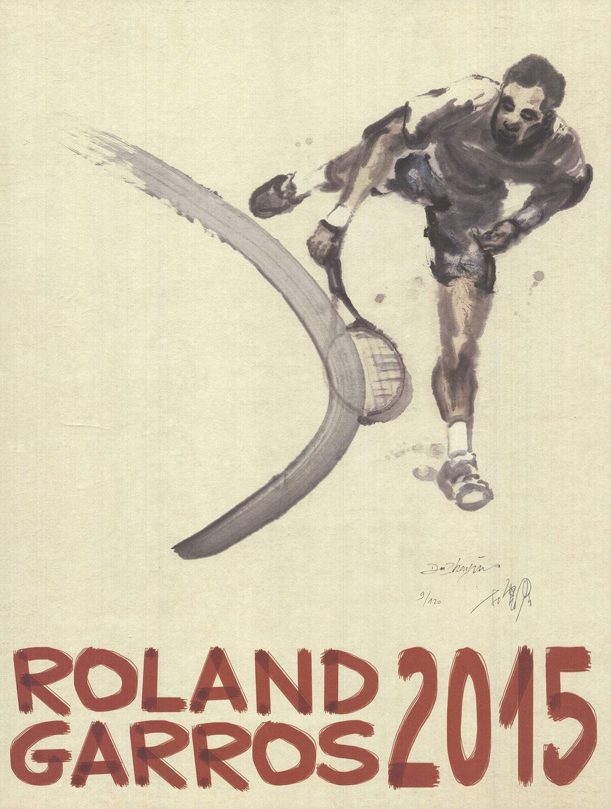 Du Zhenjun Roland Garros French Open Signed " Offset Lithograph 201