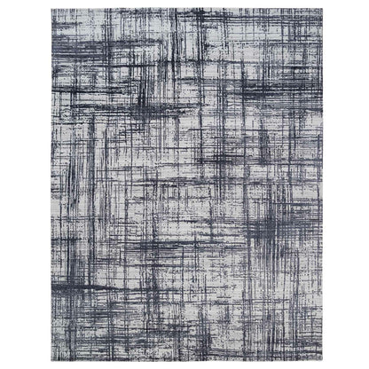 9'X11'10" Black Modern Design Wool And Silk Hand Loomed Rug