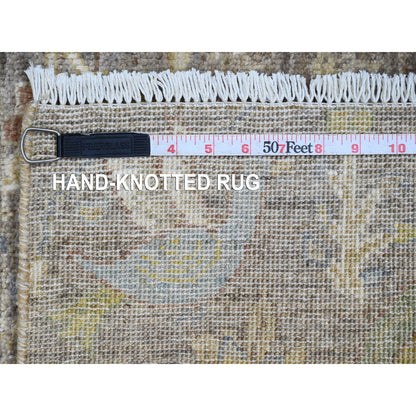 2'X3'3" Brown Peshawar Birds Design Hand Knotted Soft Wool Sample Rug