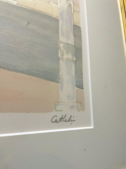 Bernard Cathelin Signed Original Lithograph "Dogana Sea" Art Print Framed