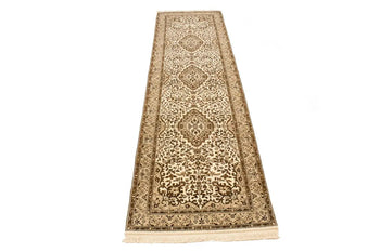 Handmade Kirman Oriental Runner Rug Plush Floral
