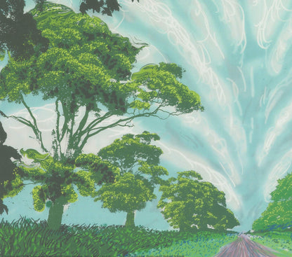 David Hockney Summer Sky " Offset Lithograph Pop Art Green Blue